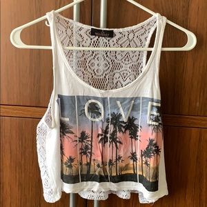 Lace back crop tank